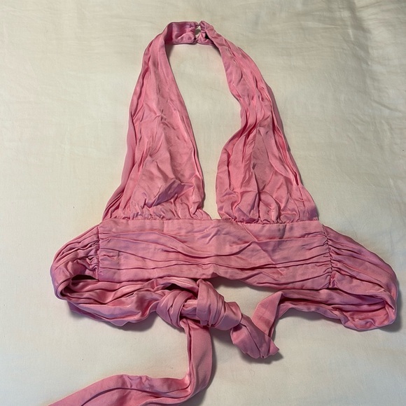 Zara bubblegum pink halter neck tie back - Picture 3 of 4